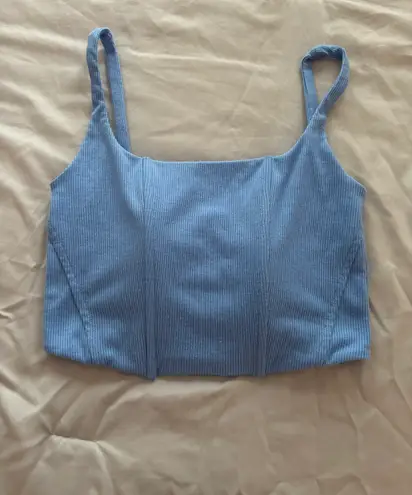 Love Tree Blue Ribbed Crop Top