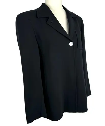 Akris Womens Size 4 Single Button Blazer Jacket Suit Black 100% Virgin Wool Job