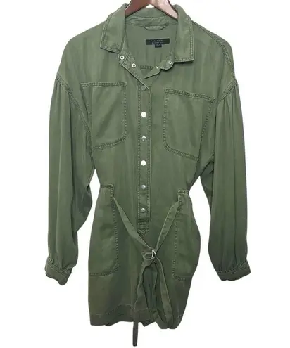 AllSaints Jess Long Sleeve Romper Women’s Size 8 Khaki Green Utility Style
