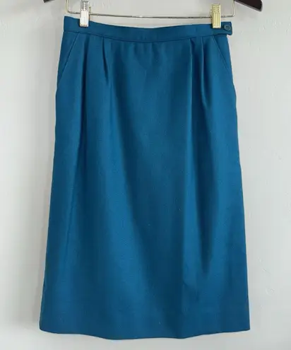 Pendleton Vintage Women's Midi Pencil Skirt 100% Virgin Wool USA Sz 8 Teal