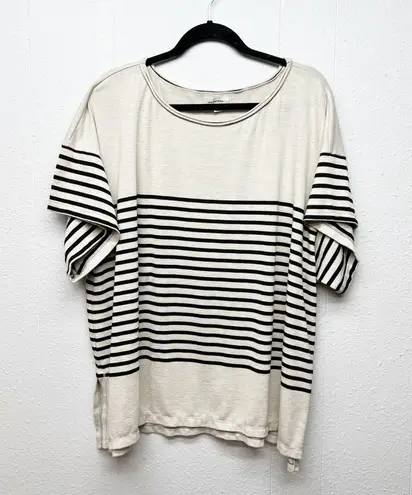 Max Studio Striped Sweater Top Womens 3X Casual Workwear Neutral Modest Stretch Black