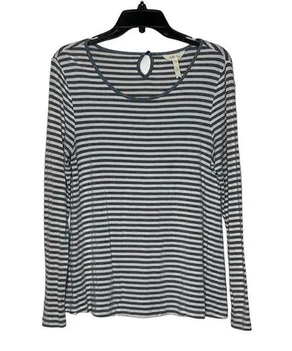 Matilda Jane  T-Shirt Size Small Gray White Striped Stretch Blend Womens LS