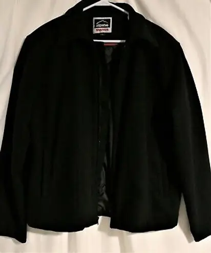 Alpine Swiss Mens Large Wool Blend Black Open Bottom Jacket JD Bomber Zipper Coat