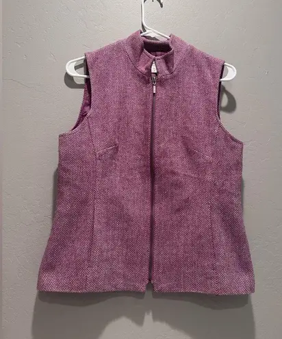 Coldwater Creek Purple Houndstooth Zip Up Vest Size 8 Wool Blend