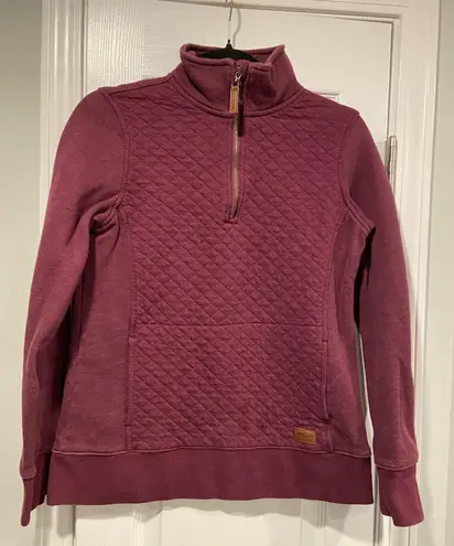 L.L. Bean Size XS Burgundy Quilted Mock Neck Quarter Zip Sweatshirt Leather Pull Red