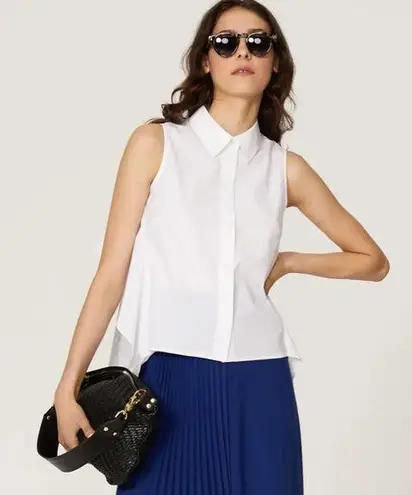 Peter Som  • White Ruffle Button Front Tank Top thumbnail 1
