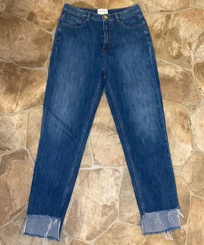 Sézane Sezane Brut Sexy High Rise Straight Leg Raw Frayed Step Hem Blue Jeans, Size 26