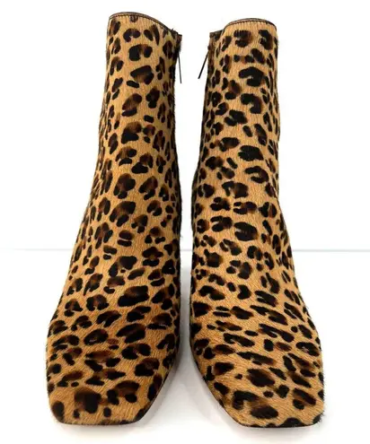 Jimmy Choo Mirren Calf Hair Leopard Print Fur Side Zip Fur Ankle Boots Size 39