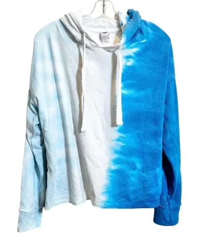 Te Verde Tie Dye Hoodie Sweatshirt Women's Size Large Blue White Long Sleeve