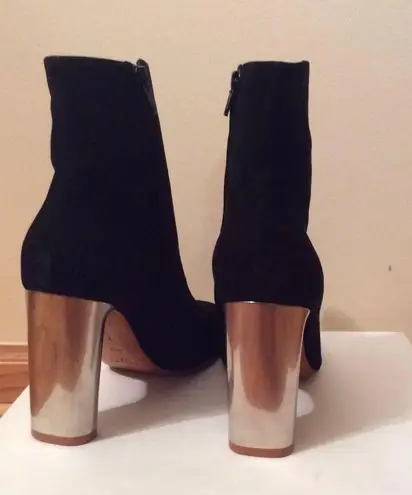 CELINE Old BAM BAM black suede leather ankle boots silver heel Sz 9.5 Brand New