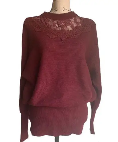 Suzanne Betro  lace collar burgundy sweater