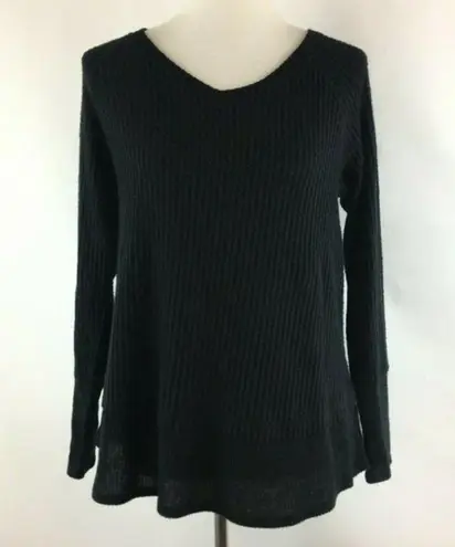 Caslon Black Cozy V-Neck Waffle Knit Tee
