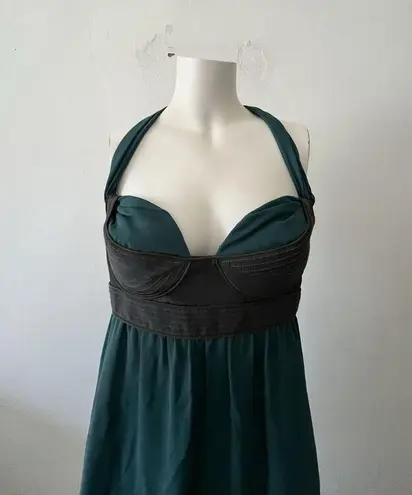 Proenza Schouler Silk Size 6 Halter Twist Back Bustier Green Gray Top Blouse
