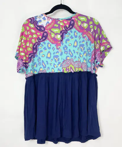 Honeyme Printed Top Short Sleeve Small