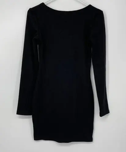 SEEK the Label BLACK FORM FITTING STRETCH LONG SLEEVE RIBBED DRESS SIZE MEDIUM