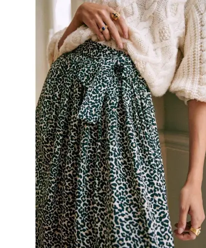 Sézane NWT Sezane Elie in Leopard Spotted Crepe Belted A-line Midi Skirt 36 / 4