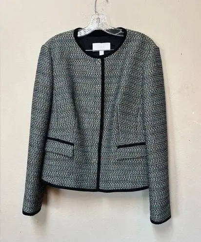 Hugo Boss  Women Colorful Tweed Scoop Neck Snap Button Academia Blazer Jacket 10