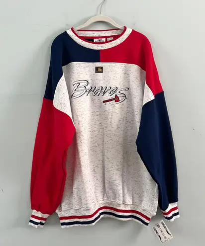 Antigua Atlanta Braves MLB Sport Vintage Gray Embroidered Crewneck Sweatshirt