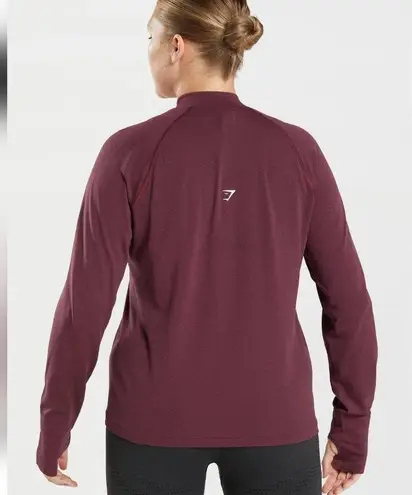 Gymshark NWOT  Vital Seamless 2.0 1/2 Zip Pullover - Baked Maroon Marl Size XS