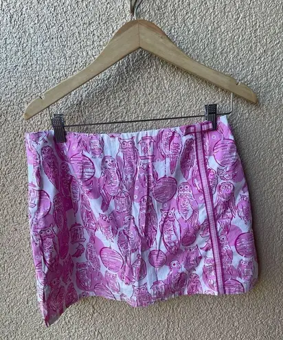 Lilly Pulitzer  Night Owls Pink And White Skirt / Skort Sz 6 Owl Print