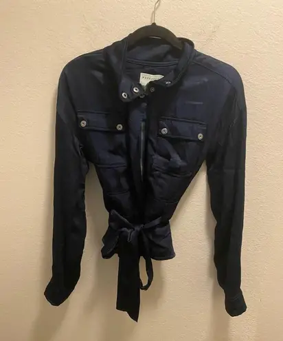 Marrakech Ellis Silky Satin Utility Jacket In Sapphire Blue Size XS