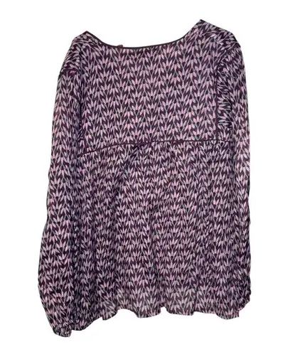 Molly Bracken Molly Bracken Women's Top V-Neck Relaxed Long Sleeves Pattern Blouse Medium NWT