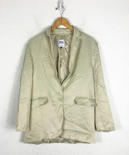 ZARA  Satin Blazer Sea Green Size Medium 2010/734/ 512 Oversized