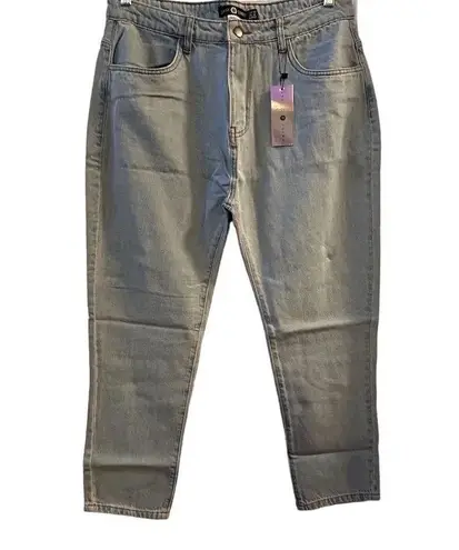 Daisy Street Women's XL High-Waisted Straight Jeans Light Blue Denim