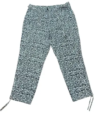 Lauren Ralph Lauren Geometric Print Pants Women Black White Ruched Legs 10 Black