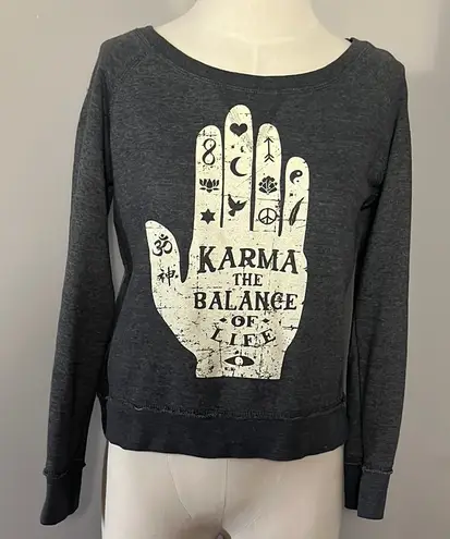 Karma The Balance Of Life Medium Crewneck Gray Sweatshirt