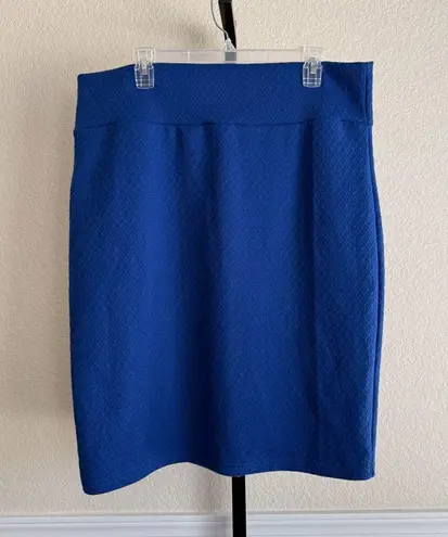 Chic Royal Blue Textured High Waist Midi Pencil Skirt Modest Workwear Classic XL