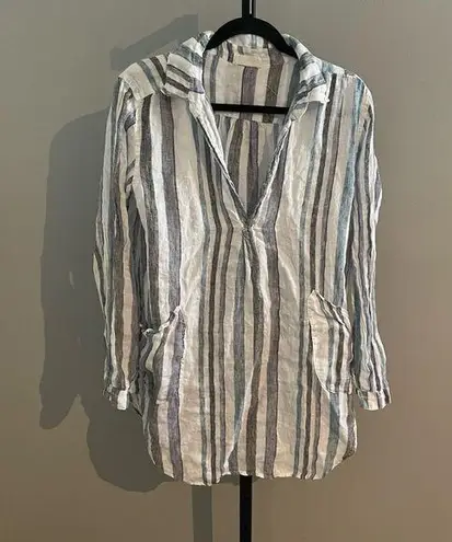 CP Shades  Striped Linen Tunic Dress Stripe Wash Size Small