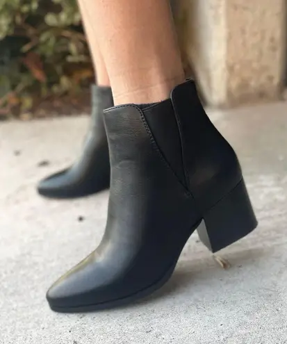 Libby Story Black Chunky Wooden Ankle Bootie