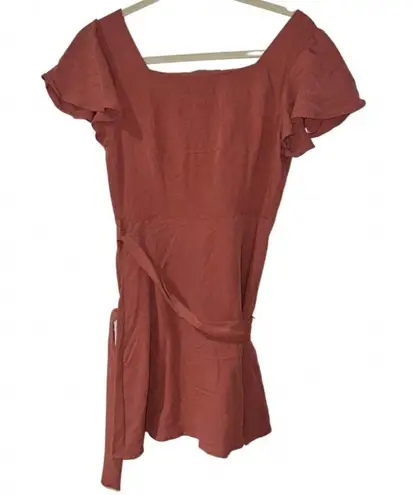 MINE MAUVE TIE WAIST BUTTON UP MINI DRESS SMALL