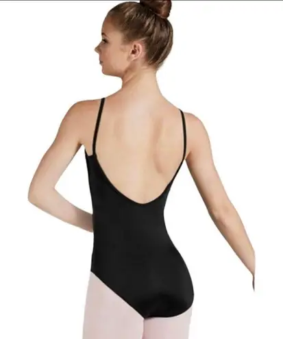 Black Leotard Bodysuit Pinch Front Scoop Back M Dance Size M