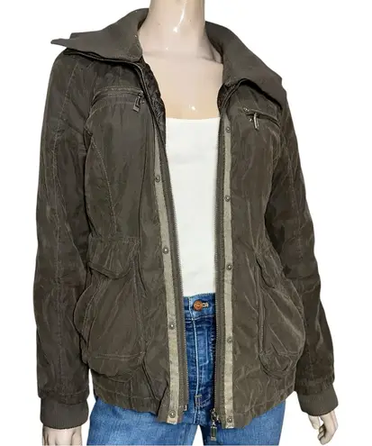 Mur Mur Women’s Size L Khaki Brown Barn Utility Quilted Zip Up Jacket Size L