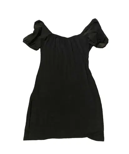 Missguided black short puffy mesh sleeve mini dress