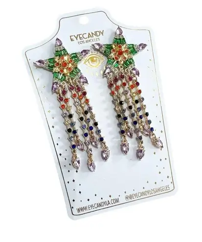 Eye Candy Los Angeles Celestial Star Statement Multicolor Earrings