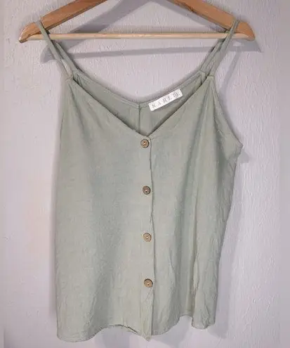 Karlie Linen Blend Tank With Buttons Size Medium