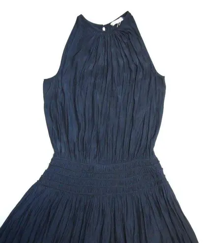 Ramy Brook NWT Audrey Smocked Midi in Navy Blue Blouson Dress S $425