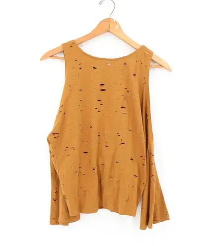 Les Soeurs Distressed Cold Shoulder Top Womens Size S Gremlin Goblin Urban Indie