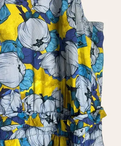 Pinko Light Blue Peony Floral Print Sleeveless Midi Dress Size L Size L