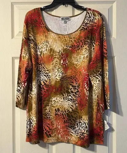 JM Collection NWT Leopard Print 3/4 Sleeve Shirt 3X