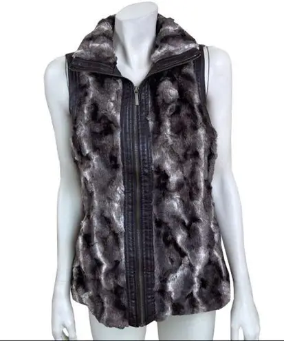 Go Coco Faux Fur and Faux Leather Vest Brown Size M