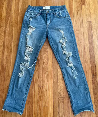 Rachel Roy RACHEL Girlfriend Distressed Cuffed Jeans, size 26”