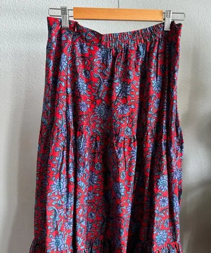 Roller Rabbit ✨SALE Red Lorien Carlisa Floral Print Tiered Maxi Skirt Sz M NWT