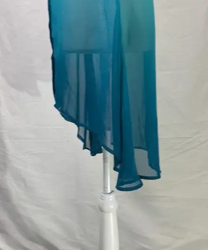 Firmiana Lily by Ombre Beach Cover Up White to Teal Size Small