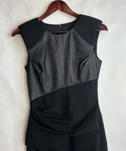 Black Halo Women's Black Sleeveless Sheath With Shoulder Pads Pockets Size 2