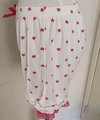 Women's Printed Heart PJ Shorts with Lace Trims Sizes S Multiple