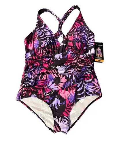 Eddie Bauer Swimsuit Womens XXL NEW One Piece Tropical Ruched UPF 50 Summer